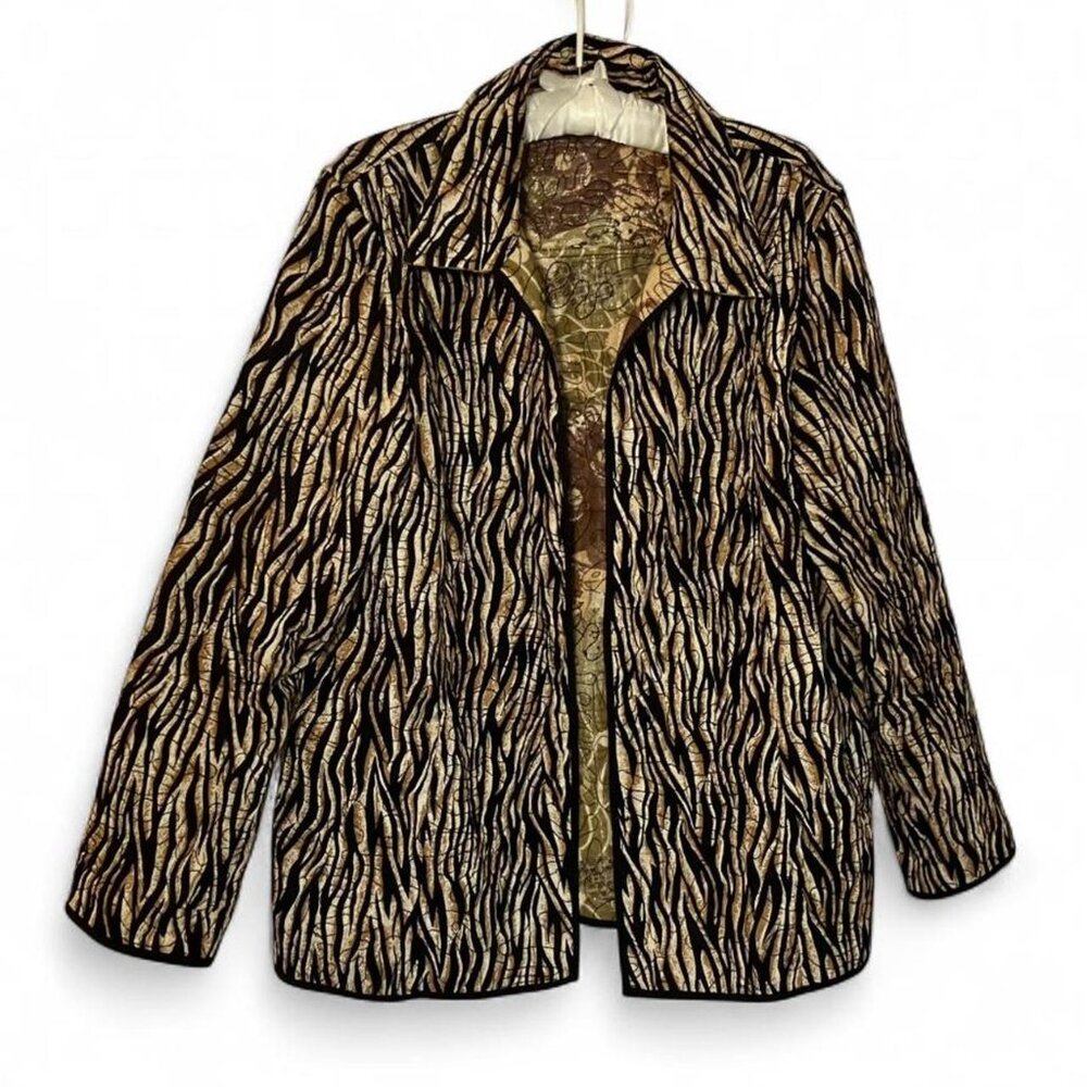 Quilted Multi-Color Animal Print & Floral Patchwork Reversible Jacket
